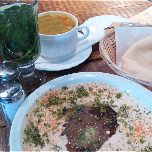 Nostalgic interior, covered terrace and the hummus.. creamy, well seasoned.. a must!