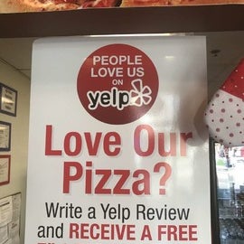 Love our Pizza? Write a Yelp review & receive a 7" 1 Topping Pizza..!! Offer expires 1/10/2017