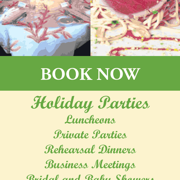 Call to book your Holiday Party or Catering