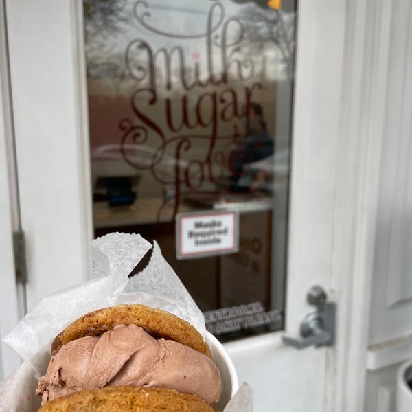 The chocolate chip ice cream sandwich is delicious! Try it with their unique ice cream flavors.