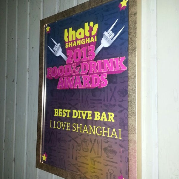 Winner of the 2013 That's Shanghai Food and Drinks Awards in the Category of Best Dive Bar.