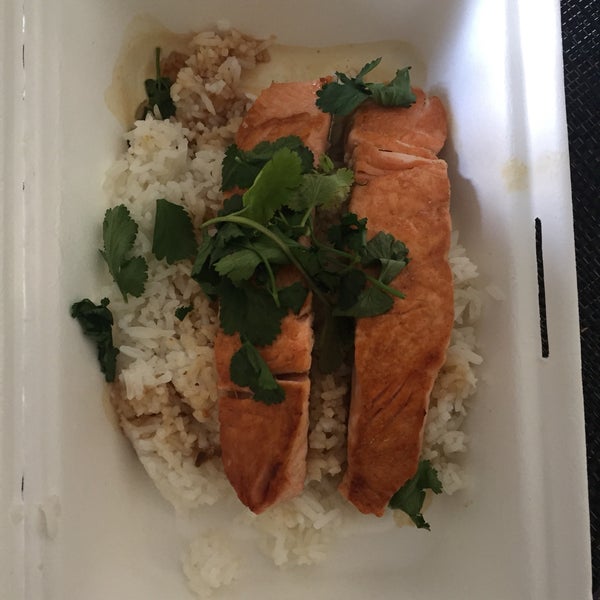 Salmon with rice plus teriyaki sauce👍👍