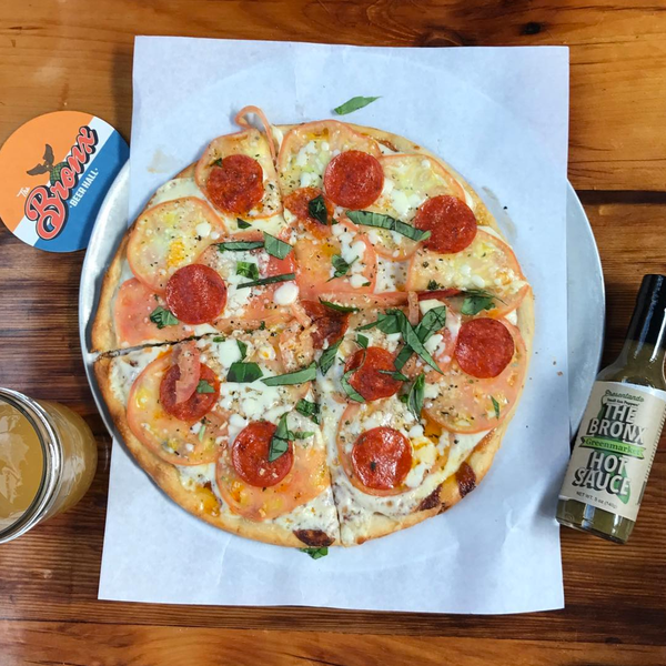 This pizza, a beer, and a little hot sauce = a recipe for a perfect day!