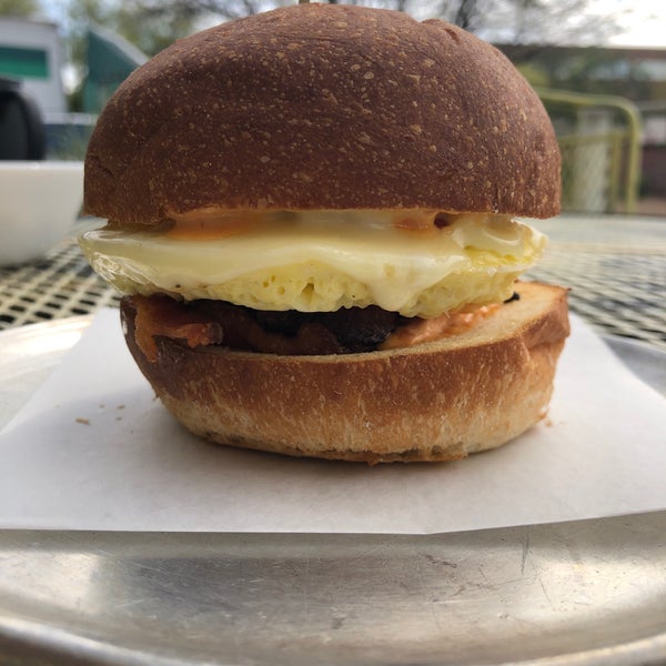 Garage Breakfast Sandwich is delicious plus can’t forget about the coffee.