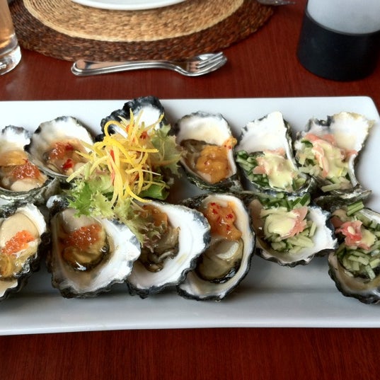 Try the mixed cold dozen oysters for entree