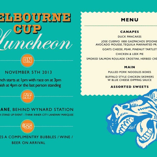 MELBOURNE CUP MARQUEE PARTY LUNCHEON - NOVEMBER 5TH  FROM 1PM