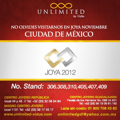 Este mes estaremos en JOYA Ciudad de México. WTC Salón Maya 4 ¡Te esperamos!