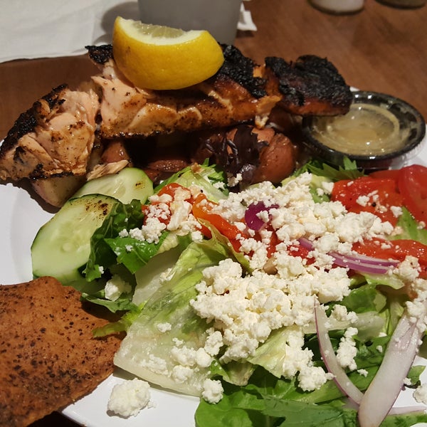 Grilled salmon salad is reallygood.