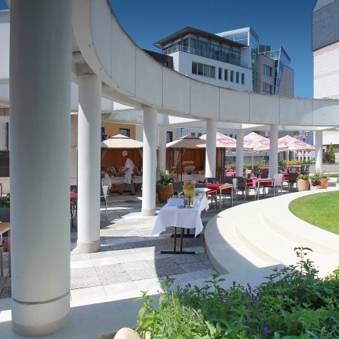 Summer Terrace at Crowne Plaza Bratislava - ideal for quiet breakfast, lunch, cocktails & dinners!