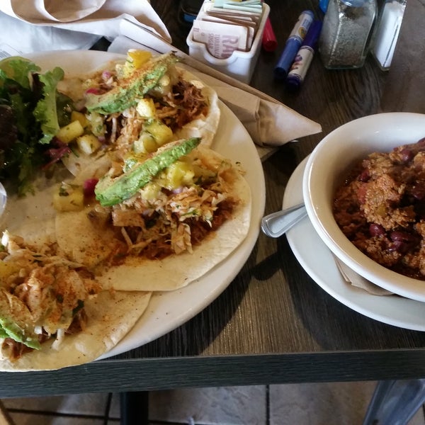 Barbecue pork tacos. They stand up to the hype. Turkey chili was excellent as well.