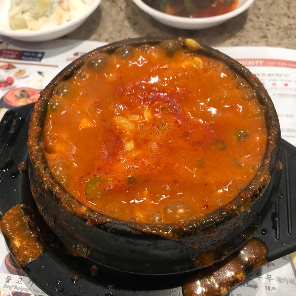 Triple spicy is just spicy. Ham and cheese tofu soup was good. Pretty cheesy and tastes just like like how you would imagine adding ham and cheese to soondubu. Similar to ddukboki with cheese. 3.75/5