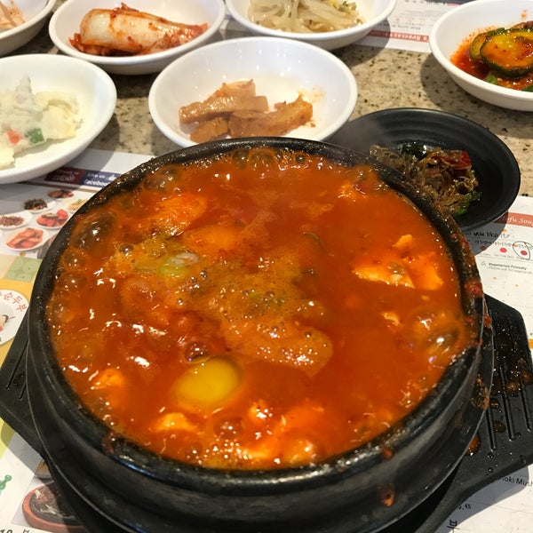 My go to is the assorted tofu soup triple spicy (could be spicier). Flavorful broth and good sides (great fish cake). 4/5