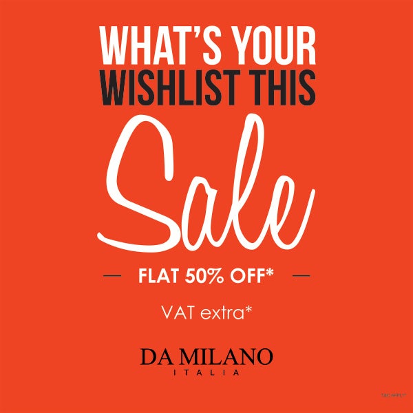 The best sale is here! Flat 50% off at DA MILANO only at ‪#‎infinitiMall‬- Malad. *T&C apply