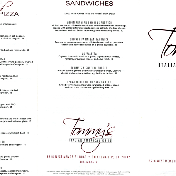 Here are their menus