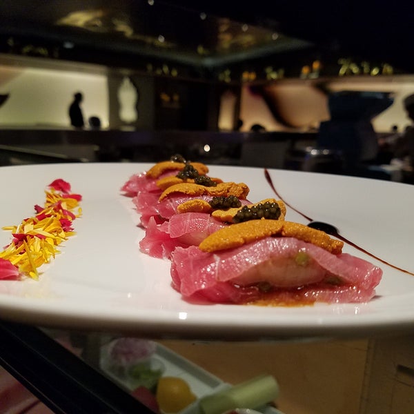 Super toro sashimi with uni and caviar