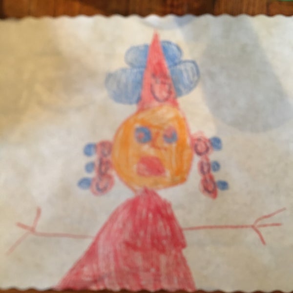 Your kid can draw you a “human dressed up as a witch” while you wait!
