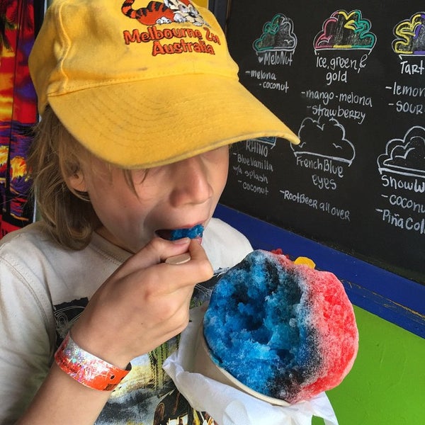 Huge shave ice with lots of flavors.