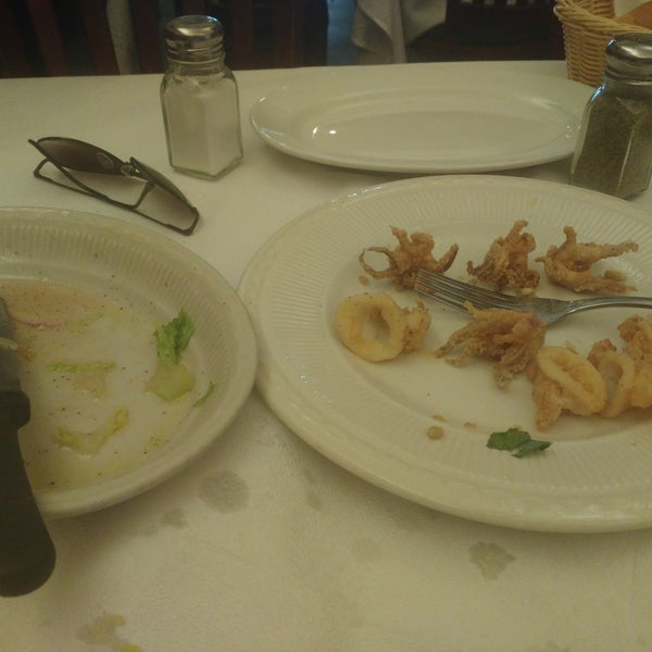 I had the fried calamari and salad lunch special, only $12.00... The calamaris were crisp yet render .the salad was fresh and crisp to the bite....I left full and happy.WILL RETURN..hey what happened.