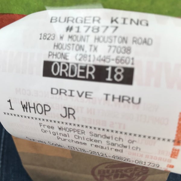 Burger King Fast Food Restaurant in Houston