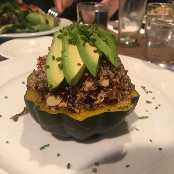I got the stuffed acorn squash and the presentation was beautiful! It had more of an earthy flavor but the dried cranberries brought in a perfect sweet flavor. Will be back!!