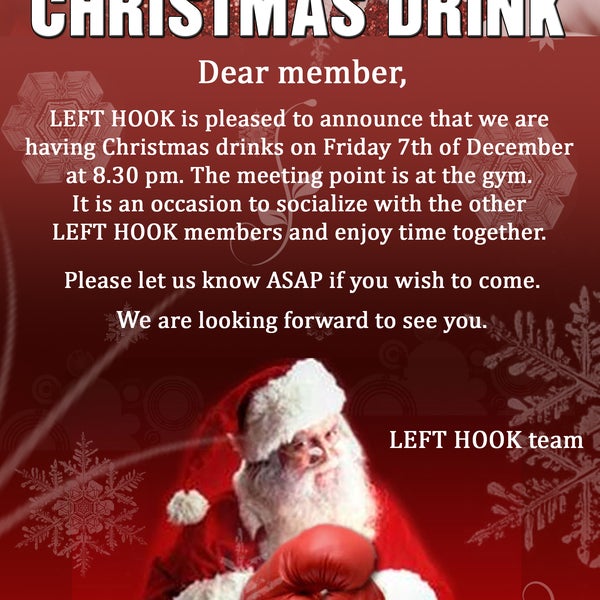 Don't miss our Christmas Drink on Friday 7th of December!