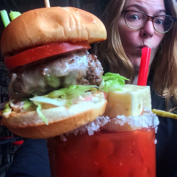 All about the $14 Bloody Mary ... Spicy, briny, plus a burger