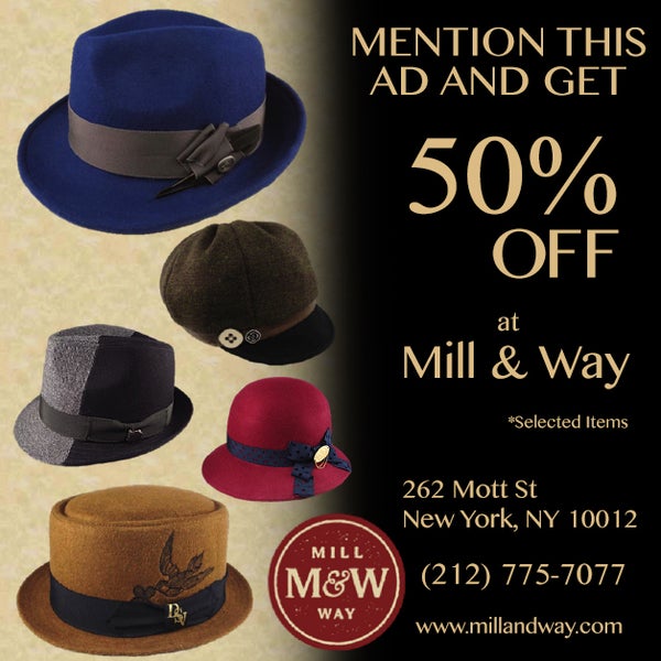 MENTION THIS AD get 50% OFF at Mill and Way!! Monday 17th - Sun 23rd Dec 2012 !