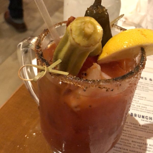 Get the Bloody Mary with shrimp and bacon in it