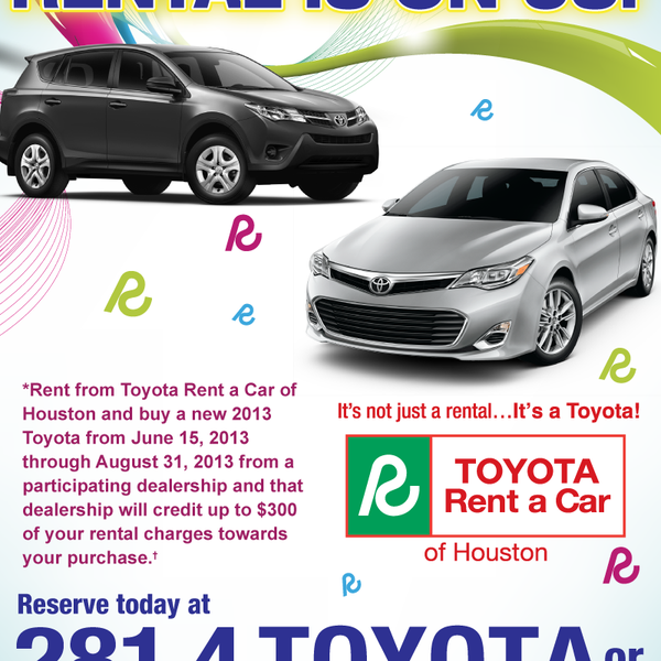 We have great Toyota Rent a Car specials going on this month. Happy 1st of July to you!