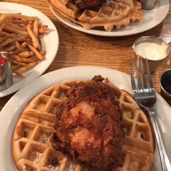 Chicken and waffles with a side of fries! A must!!