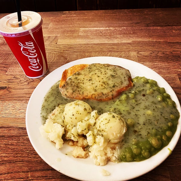 Cheap and cheerful, traditional pie & mash - lots of different pie flavours inc a couple of vegetarian