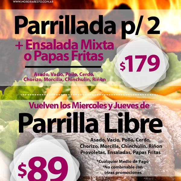 De Locura ! #ParrillaLibre y #Parrillada p/2 al mejor precio !