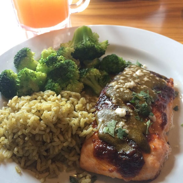 The salmon was delicious with the chili-lemon sauce.