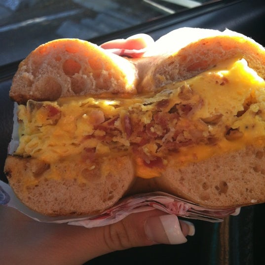 Try the bacon egg and cheese bagel sandwich! Its so good!