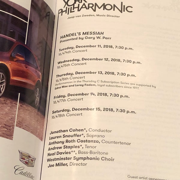 Foto diambil di New York Philharmonic oleh Joy L. pada 12/13/2018