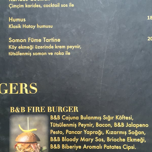 B&B Fire Burger enfes kokteyl menusu cok genis personel ve servisde basarili