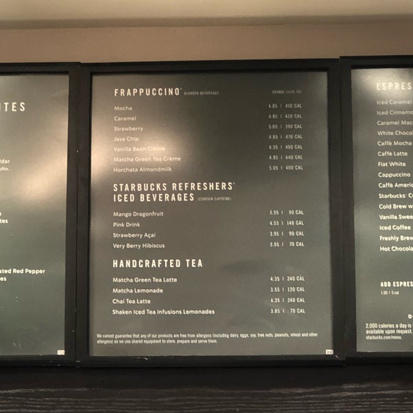 Starbucks menu prices 2020 deals