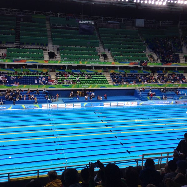 Photo taken at Olympic Aquatics Stadium by Rossini P. on 9/9/2016