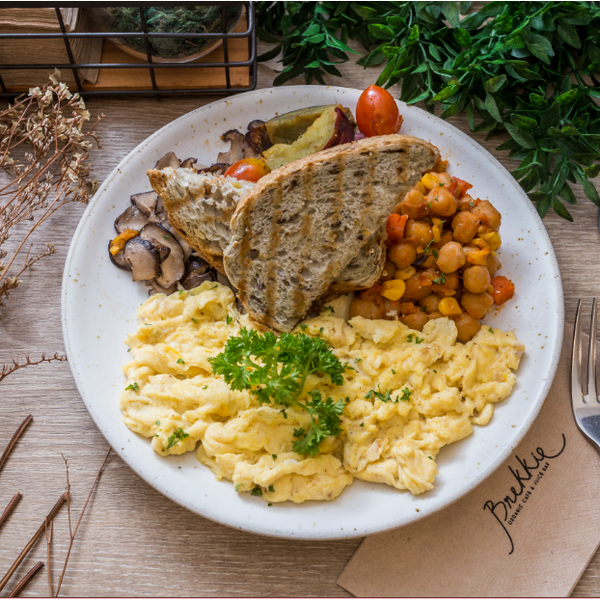 Our Very Own "Eggs Any Style Full Breakfast Plate"with Sunny Side-Up,Scrambled,Poached Egg and Omelette. Come and try this very delightful breakfast plate.