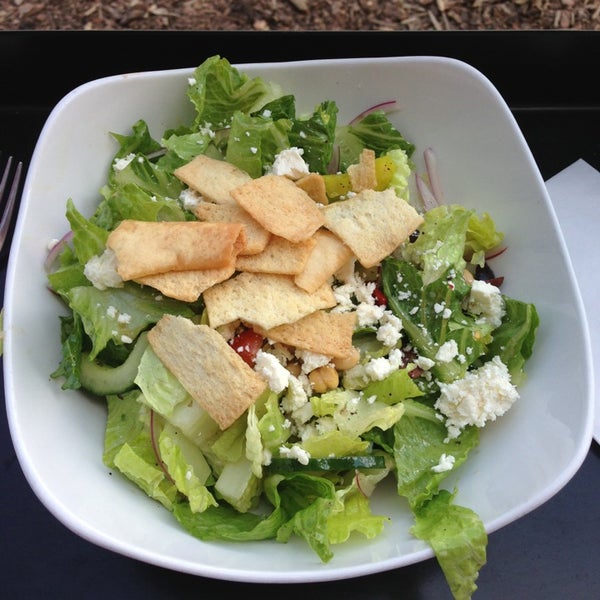 The Greek salad with pita chips and garbanzo beans is so delicious!!