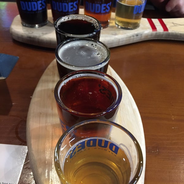 Photo taken at The Dudes&#39; Brewing Company by Jennifer T. on 3/6/2018
