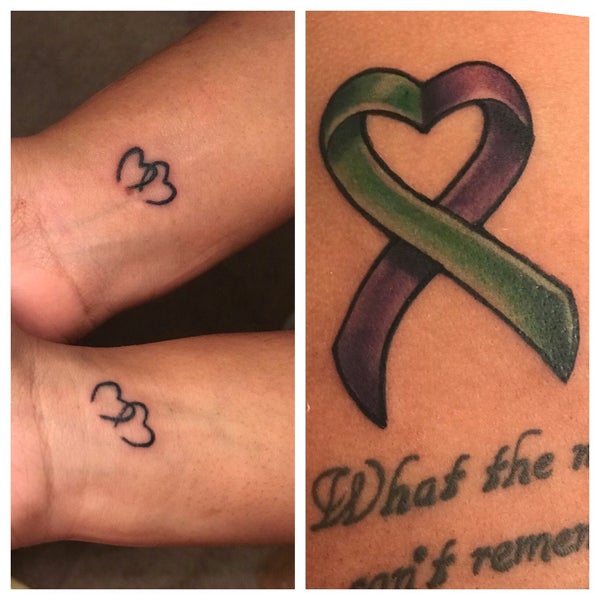 My Epilepsy Awareness Tattoo I designed MH Its the infinity symbol with  family where the L is the purple ribbon I a  Tattoos Awareness tattoo  Mom tattoos