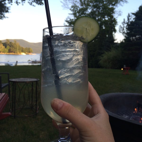 Restaurant is outrageously pricey, but a drink at sunset outside on the Adirondack love seat with a view of the lake is priceless.