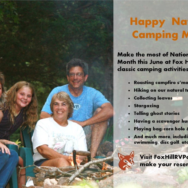 June is National Camping Month! Enjoy it in the Dells at Fox Hill!