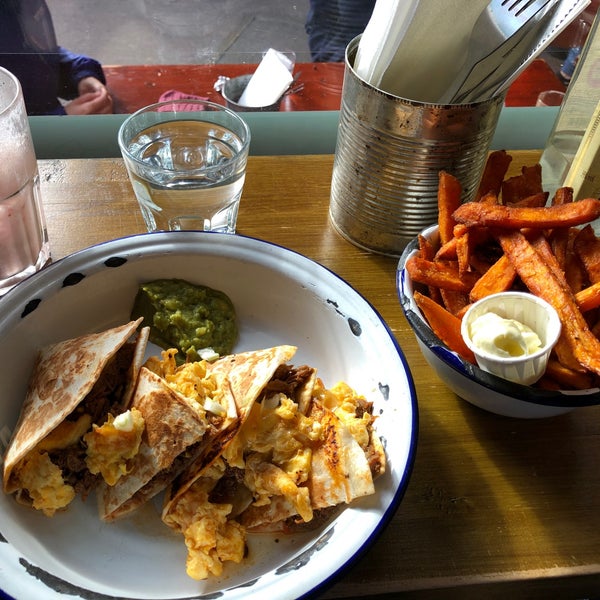 The brunch quesadillas were tasty! Loved the sweet potato fries.