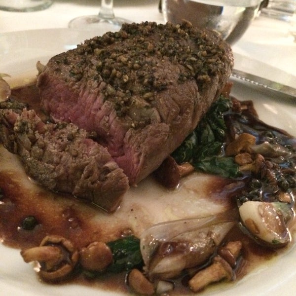 A perfectly cooked and served blue steak.