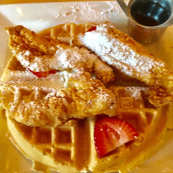 The chicken and waffles are great!