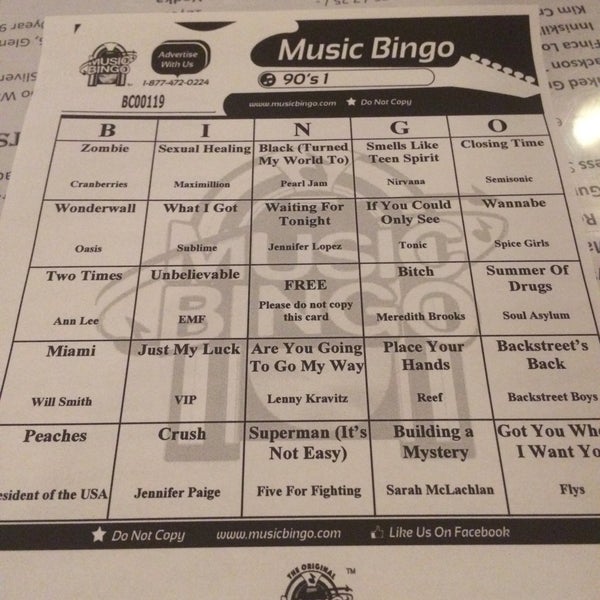 Music bingo is moving to Saturday night starting April 23rd, 2016 at 7:30 pm.