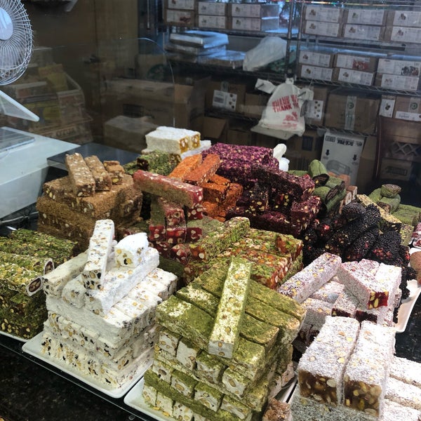 Fesenjoon and any of their rices at the hot food counter and amazing Turkish candies and baklava at the Mr. Baklava counter