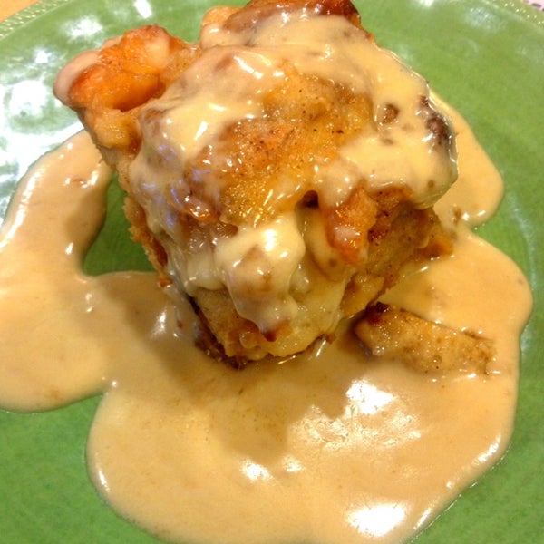 The bread pudding is delicate and delicious.